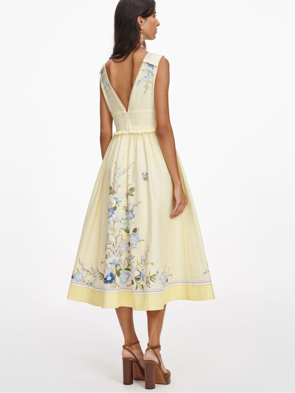 NWOT Self-Portrait YELLOW FLORAL COTTON MIDI DRESS - Picture 6 of 10